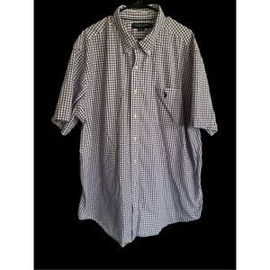 U.S. Polo Assn. Mens Red White Blue Plaid Short Sleeve‎ Button Up Shirt 2XL Tall